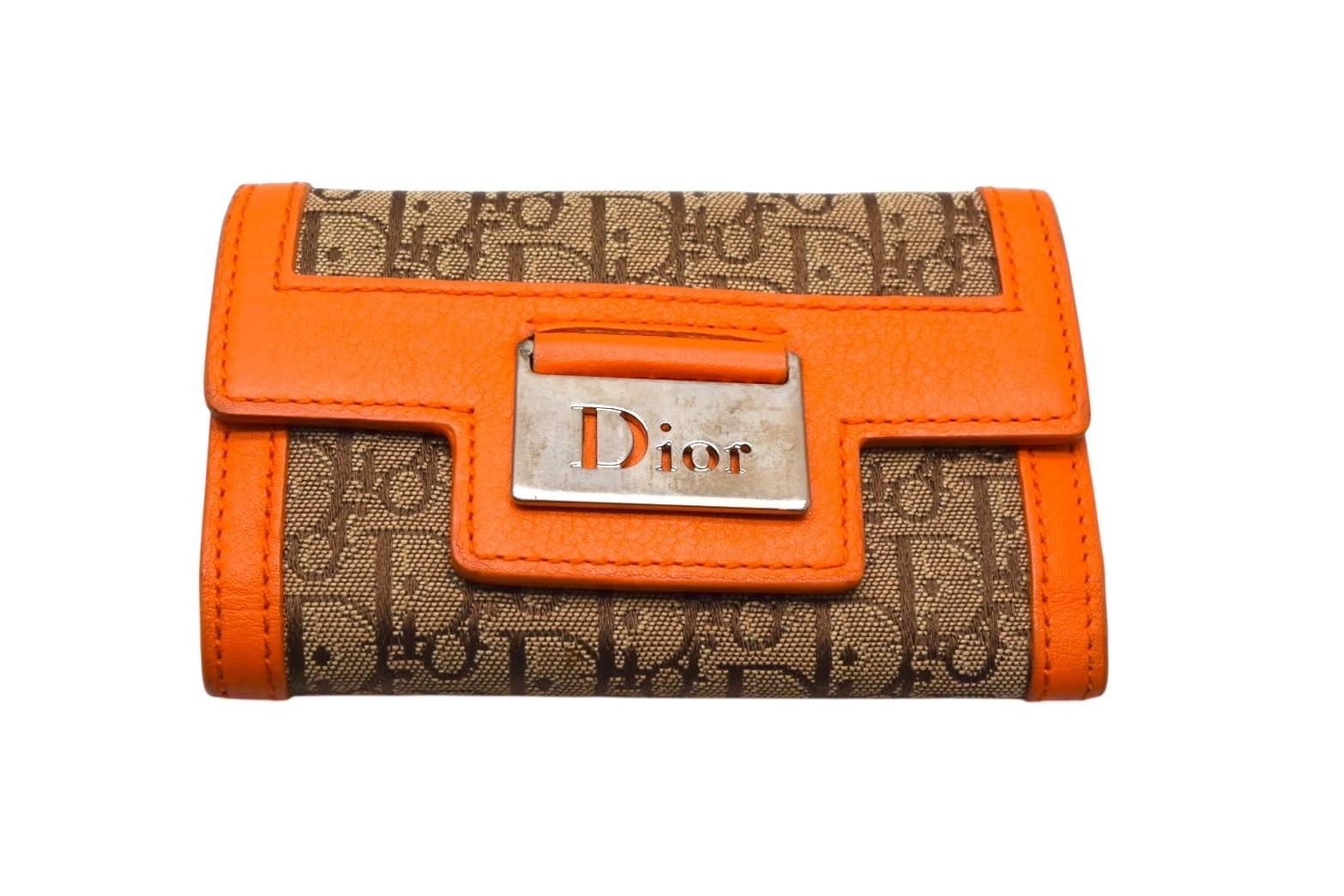 CHRISTIAN DIOR クリスチャンディオール トロッター柄 6連キーケース オレンジ ベージュ シルバー金具 4b002921