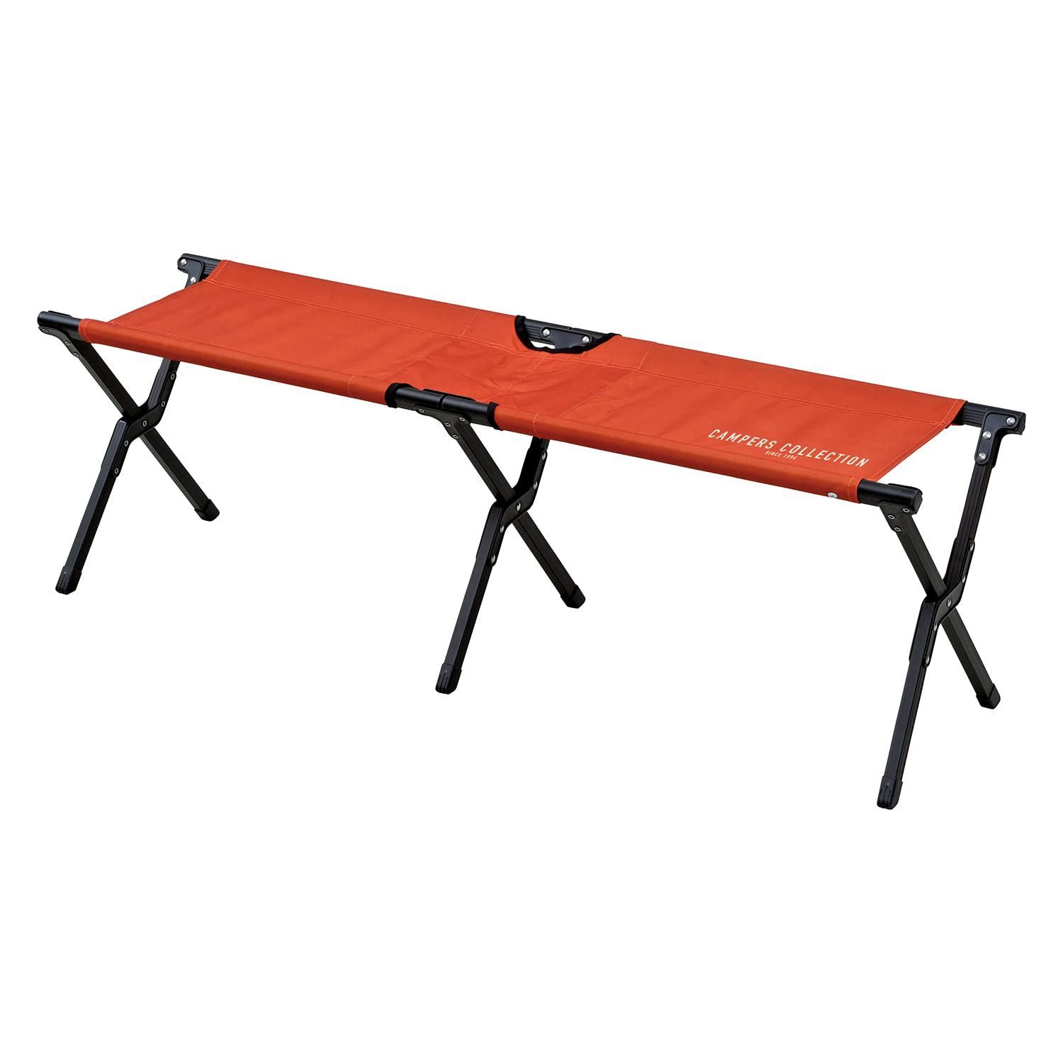 在庫処分 山善 キャンパーズコレクション イーネクストベンチ 耐荷重160kg 折りたたみ 軽量 コンパクト収納 収納袋付き キャンプ アウトドアチェア オレンジ EXTE-B35 OR