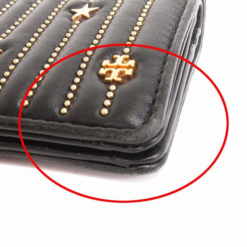 【極美品】トリーバーチ スタースタッズスリムウォレット 2つ折り財布 星 レザー TORY BURCH(トリーバーチ) / スタースタッズ/2つ折り財布/レザー