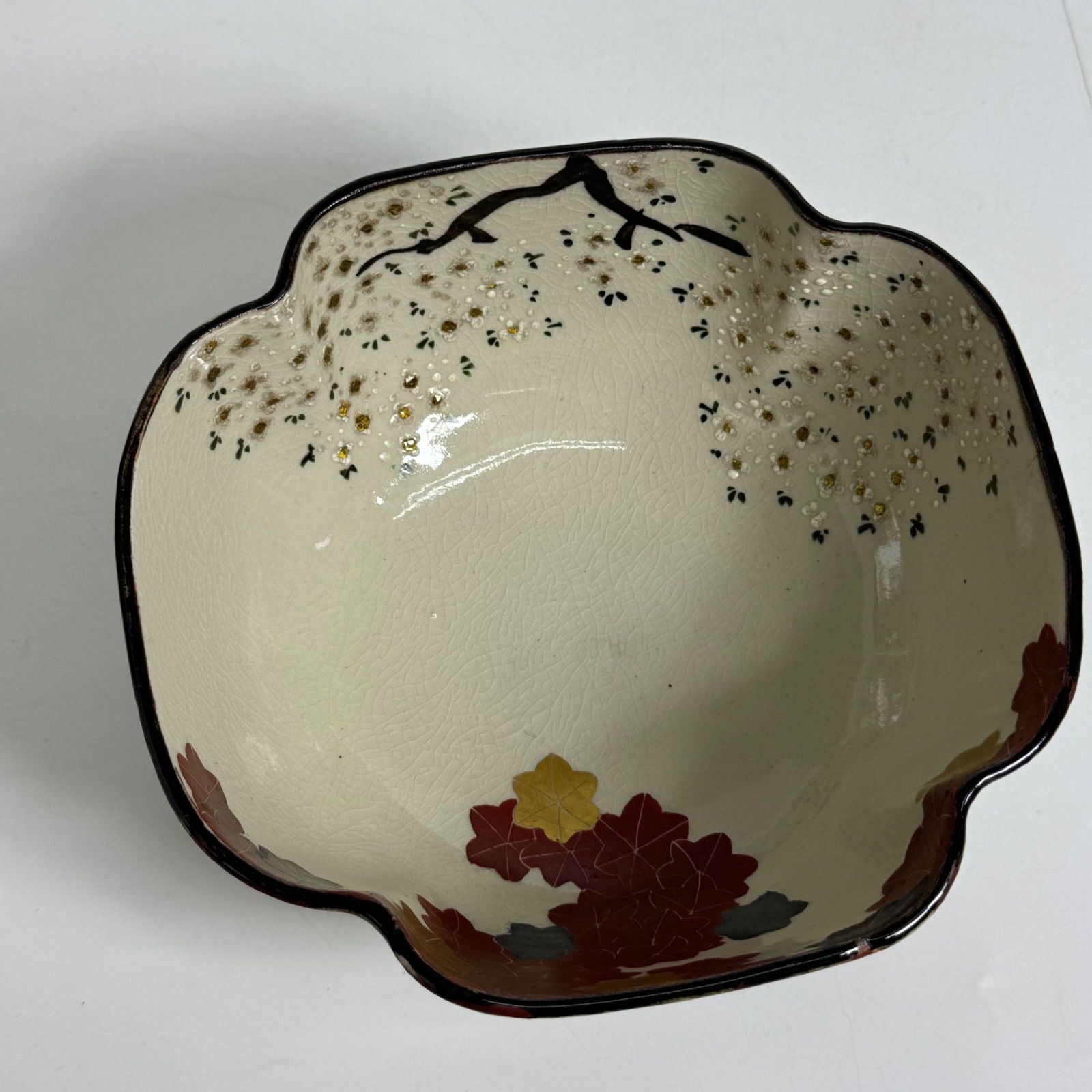 菓子鉢 変形 茶道具 器 鉢 桜 紅葉 木箱 盛鉢 色絵 深鉢 色絵桜楓文木瓜形鉢 文化遺産オンライン