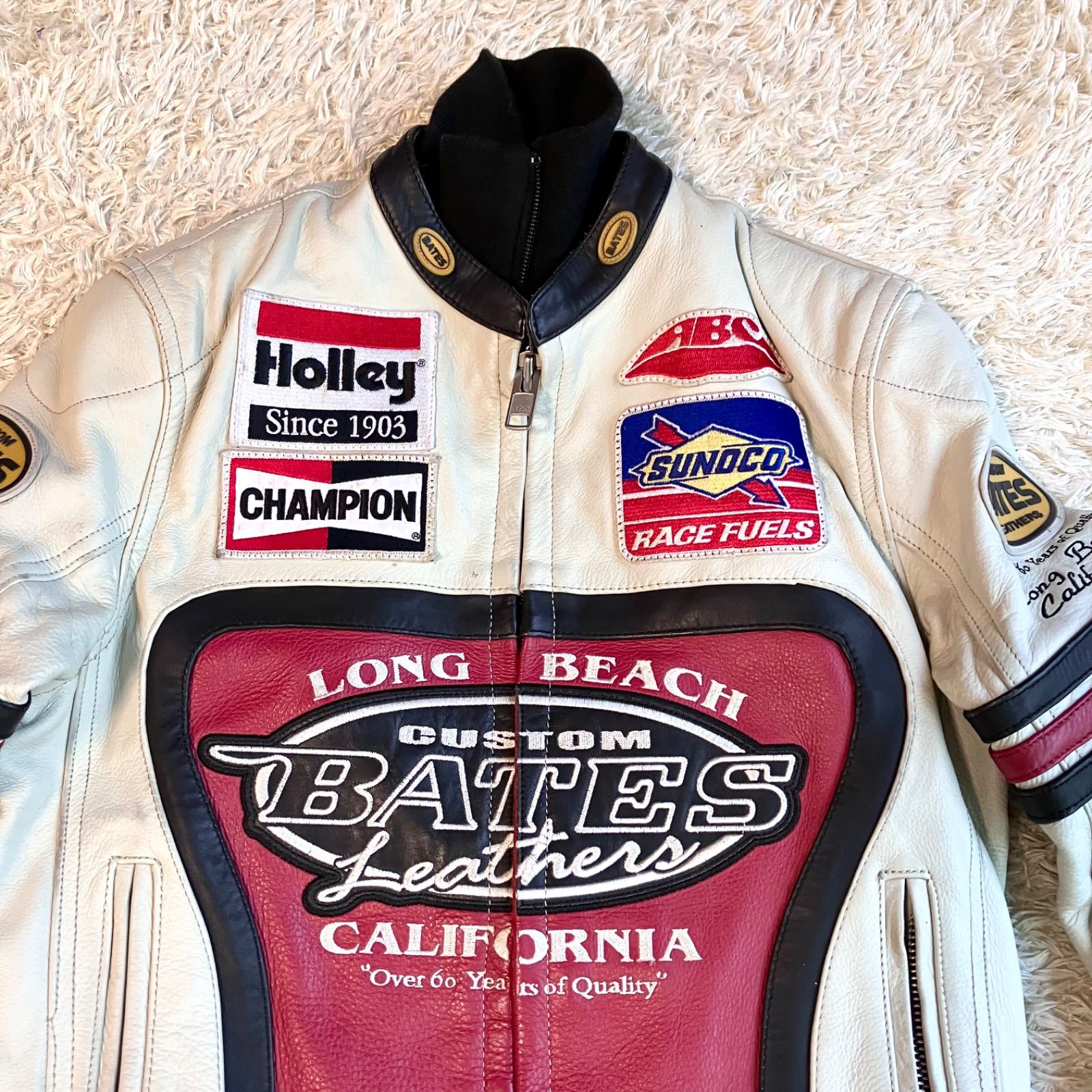 BATES メッシュジャケット ホワイト XXL Bates Leathers ライダージャケット ホワイト BATES メッシュ