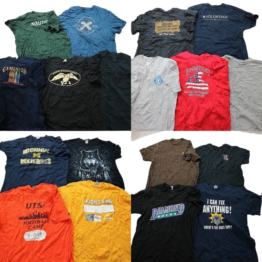 古着卸 まとめ売り カラーMix プリント 半袖Tシャツ 18枚セット (メンズ XL ) ボディプリント アニマル ノーティカ 英字ロゴ MT6237