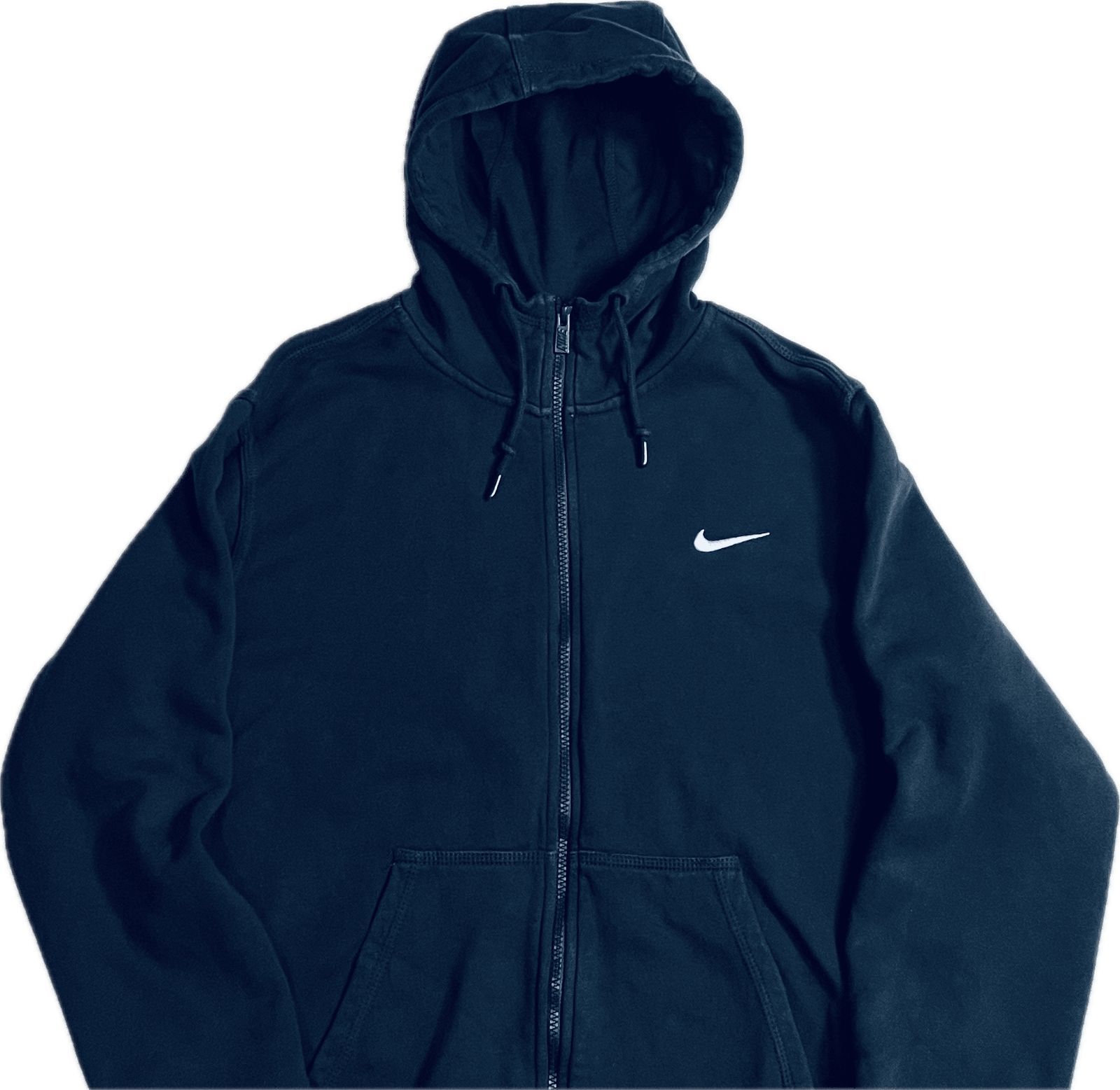 【大人気】nikeナイキパーカースウェット　スウッシュ刺繍ロゴ　メンズL　古着 90sUSA製NIKEナイキスウェットパーカー白タグ刺繍ロゴスウッシュ