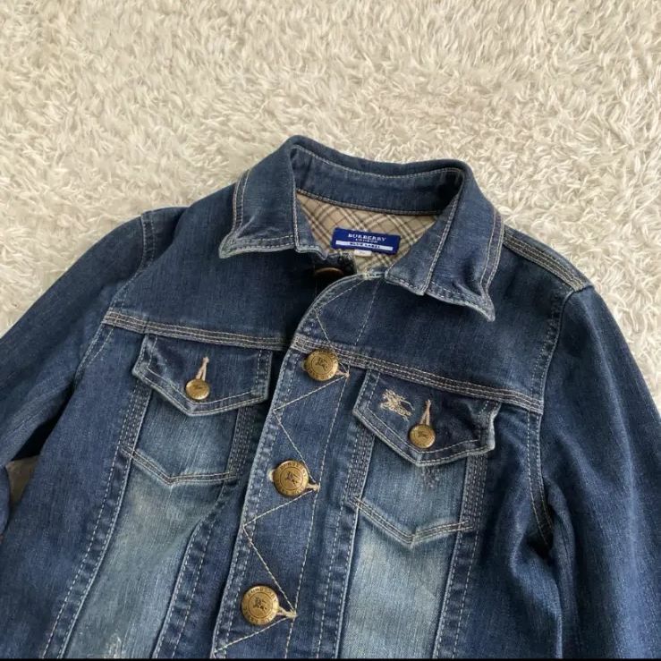 美品！BURBERRY バーバリー デニムワンピース ノバチェック 金ボタン