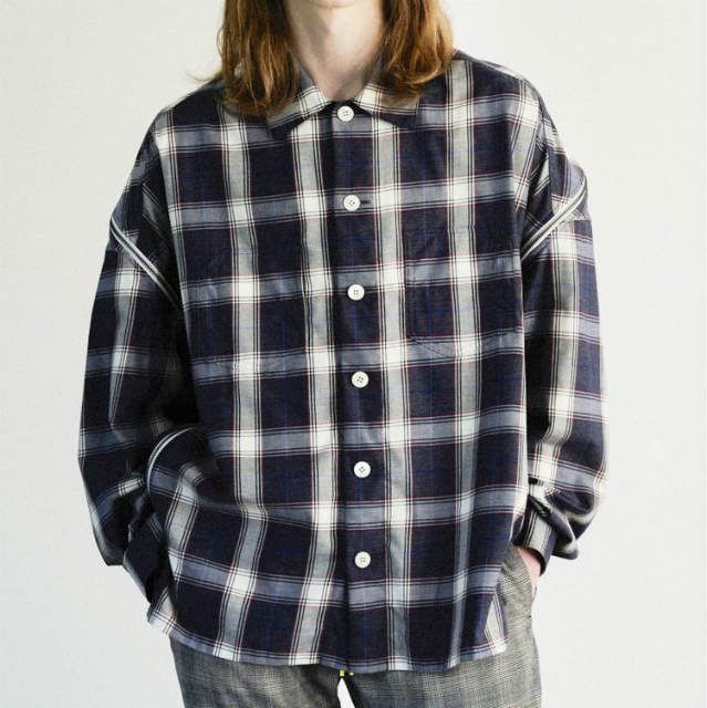 FACETASM ファセッタズム 23SS 日本製 ZIPPED CHECK SHIRT ジップ