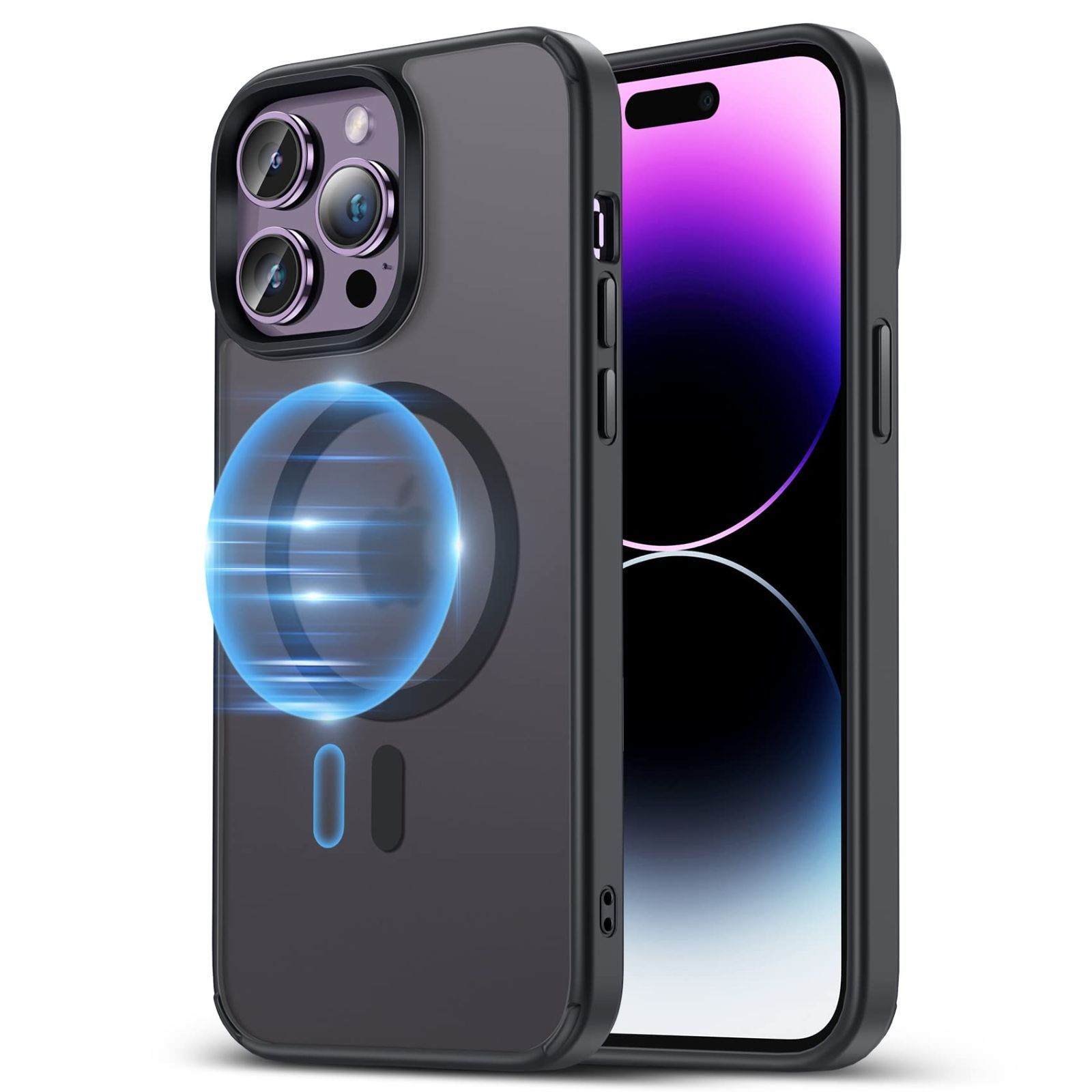NIMASO ケース MagSafe対応 iPhone14Pro 用 ケース 半透明 カバー 米軍MIL規格取得 マグネット搭載 耐衝撃 マグセーフ対応 ワイヤレス充電対応 iPhone 14 Pro あいふぉん14pro 用 スマホケース NSC