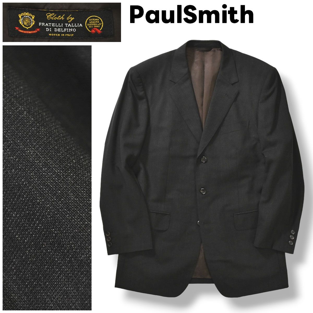 高級】 ポールスミスコレクション PaulSmith COLLECTION TALLIA DI DELFINO 社生地 3B シングル  テーラードジャケット チャコールグレー メンズ - メルカリ