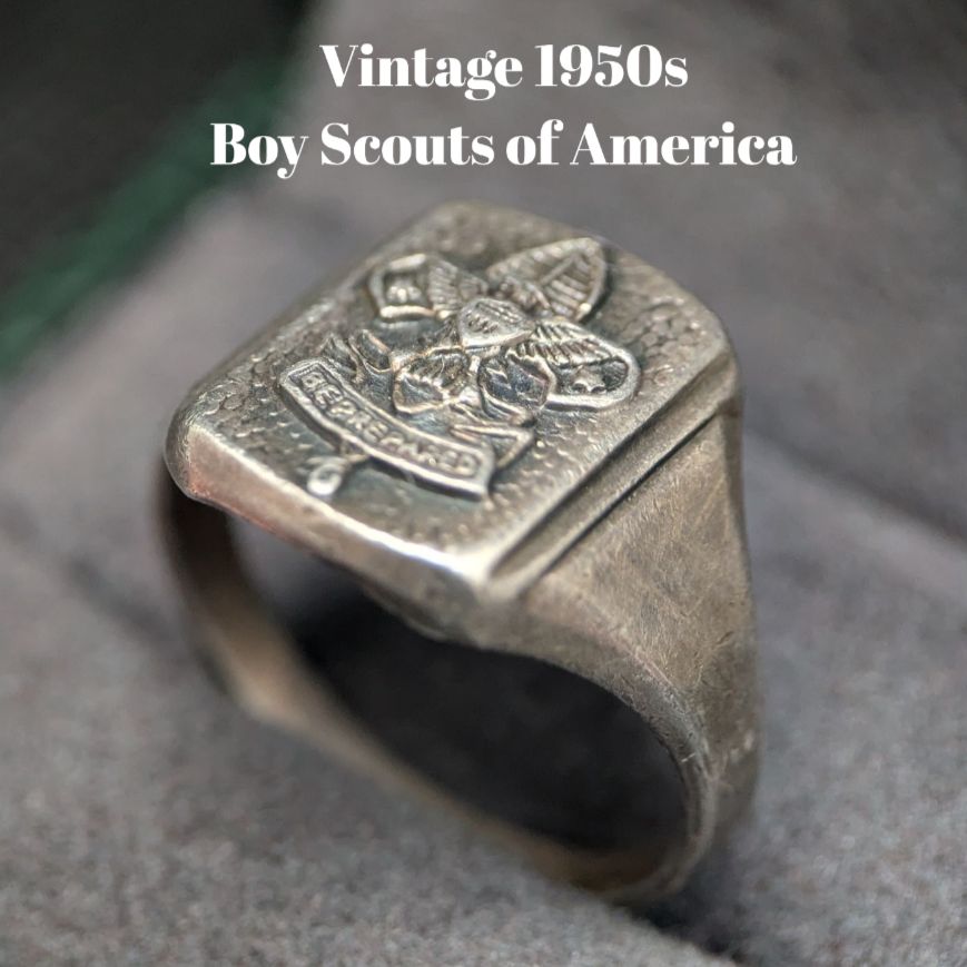 1950年代 アメリカ 米国 ボーイスカウト連盟 スターリングシルバー製 リリーパッドリング 18.7号 USA