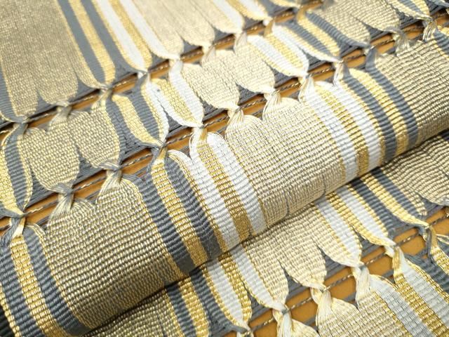 平和屋着物○太鼓柄袋帯 もじり織 吉祥文 金糸 正絹 逸品 未使用