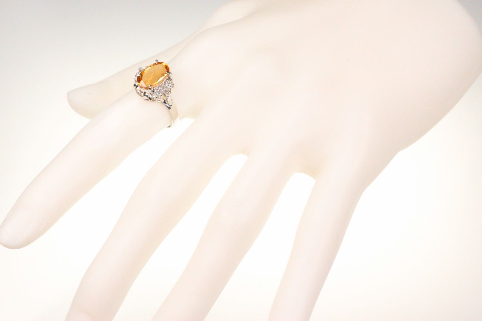 美品 Pt900 インペリアルトパーズ3.61ct ダイヤ計0.35リング 指輪 Pt900 インペリアルトパーズ ダイヤ リング 4.8ct D0.72ct