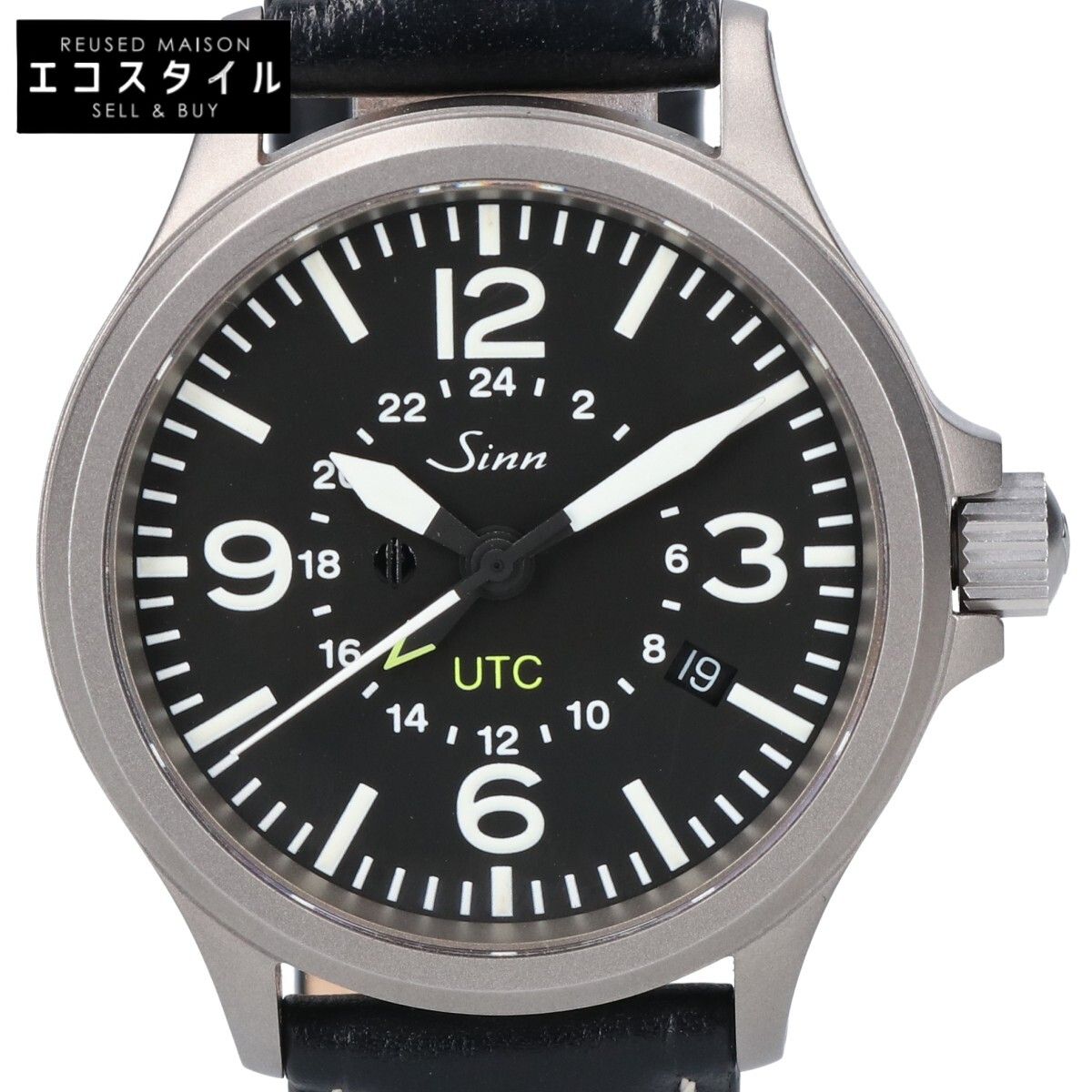 Sinn ジン 856.0850 SS 黒文字盤 UTC パイロットウォッチ レザーベルト 自動巻き