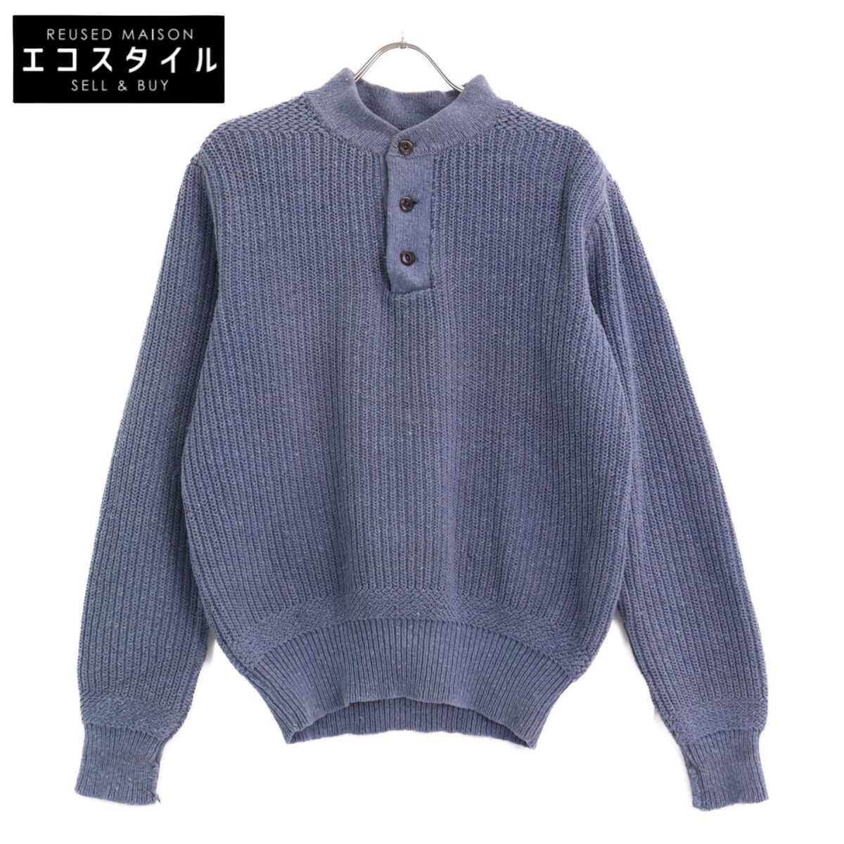 RRL ダブルアールエル ﾈｲﾋﾞｰ ﾍﾝﾘｰﾈｯｸ 猫目釦 ｴﾙﾎﾞｰﾊﾟｯﾁ ﾆｯﾄ M