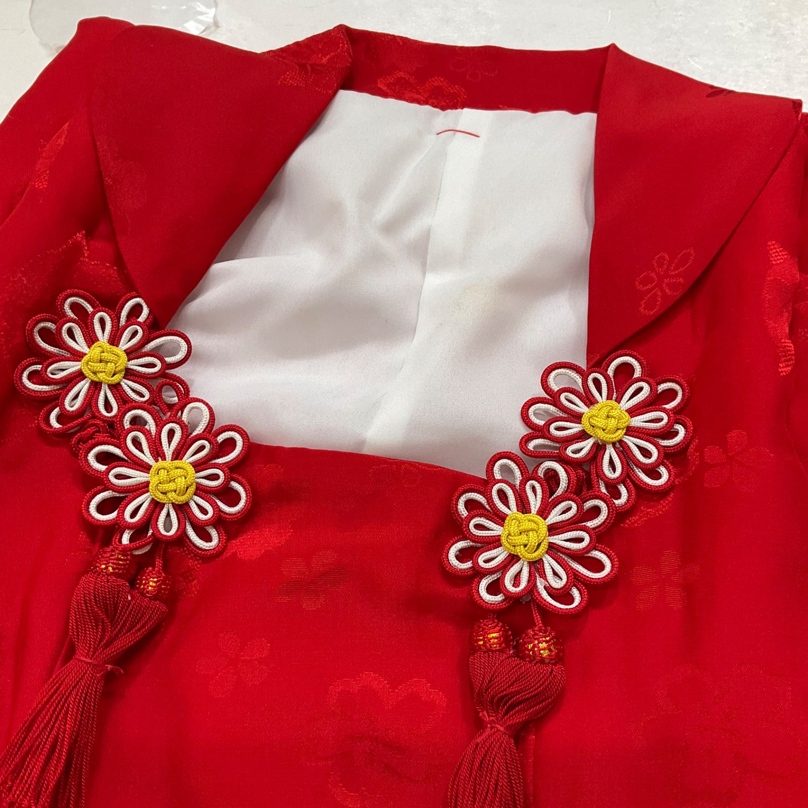 one◆ 同然◆被布◆七五三◆紅色◆正絹◆女の子◆三歳用◆丈48.5肩幅30◆七五三子供お詣り◆G280