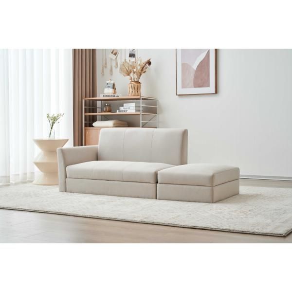ソファーベッド 3人掛け ソファ 幅146cm 収納付き ソファカチン ソファー ソファ オットマン付き ファブリック コンパクト おしゃれ カチンソファ 3人掛けソファ NEXPOTALLINN_EU