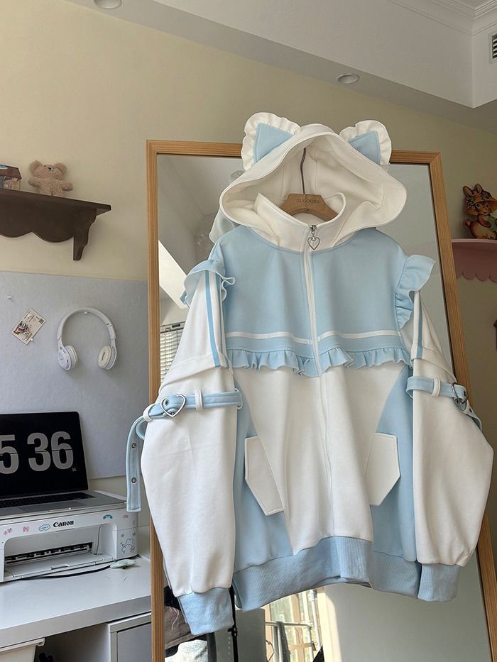 秋 冬 セットアップ 猫耳 フード 天使界隈 サブカル 服 原宿