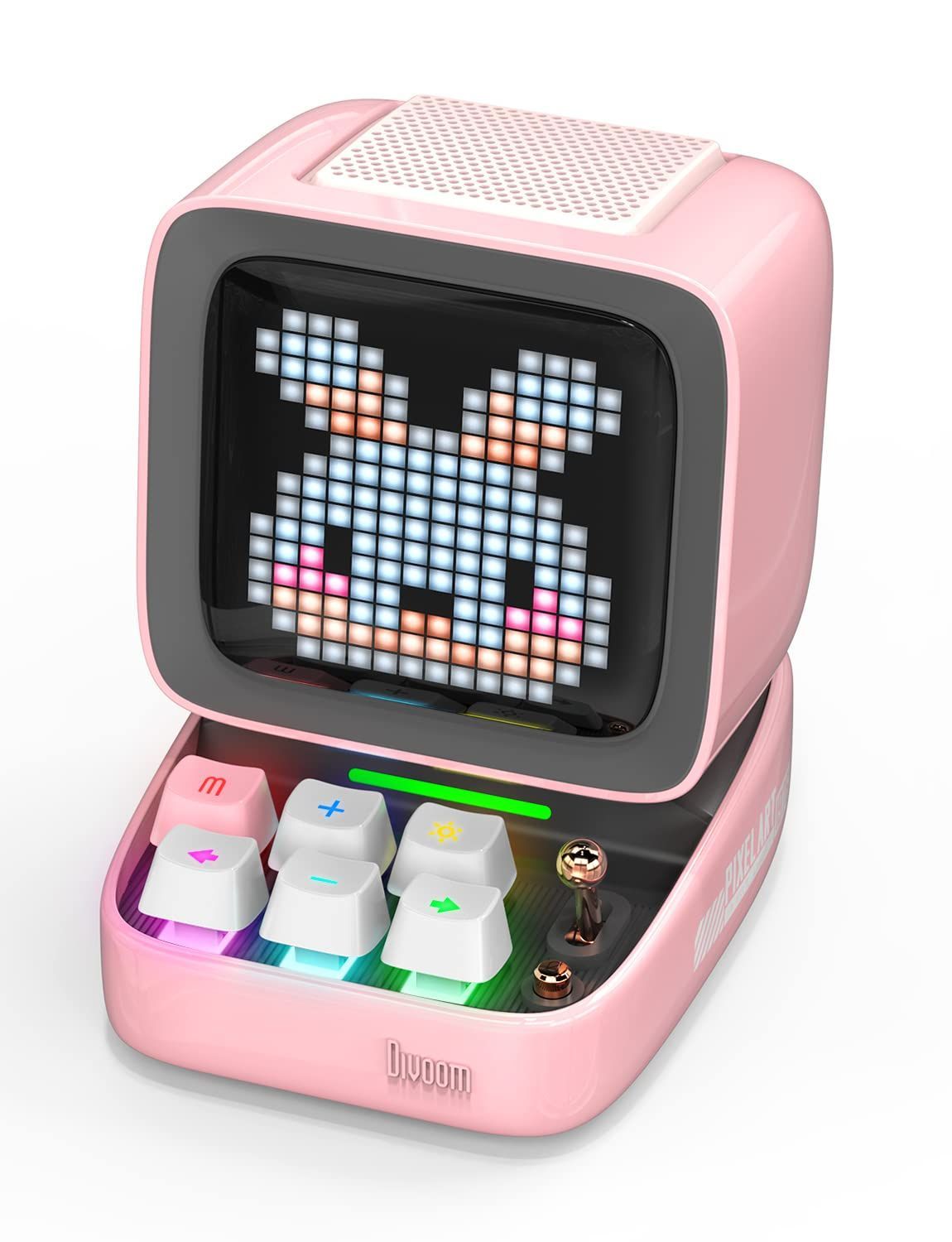 Divoom Ditoo-Pro ポータブルBluetoothスピーカー3.55インチLEDスクリーンピクセルディスプレイ DSPワイヤレススピーカーAPPコントロール オーディオHD メカニカルキーボード MicroSDカード対応 ピンク
