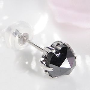 K18WGブラックダイヤモンドピアス1.00カラットAAA片耳用 - メルカリ