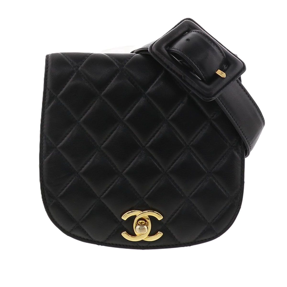 CHANEL シャネル マトラッセ ウエストポーチ バッグ マトラッセ ラムスキン ウエストバッグ レディース ラムスキン ブラック