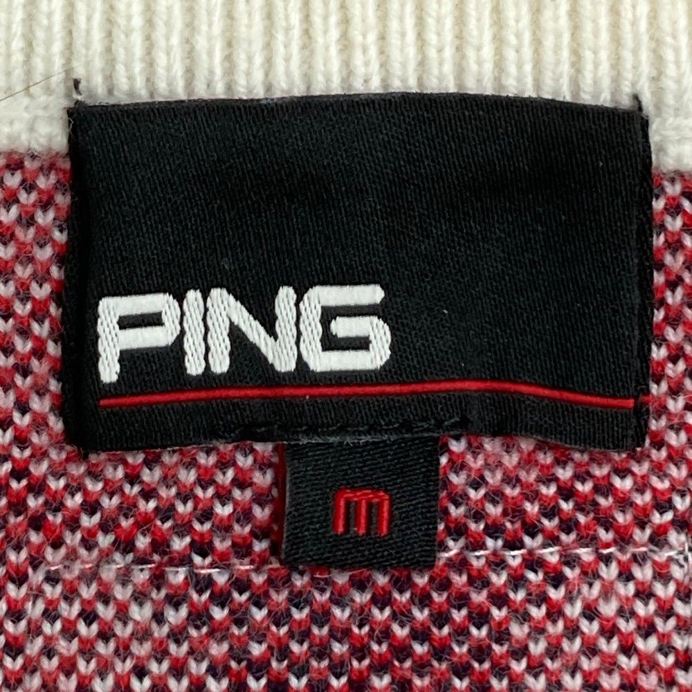 サイズ：M PING ピン  ニットセーター 星 総柄 ホワイト系 [240101434883] ゴルフウェア レディース ストスト サイズ：M PING ピン ニットセーター 星 総柄 ホワイト系