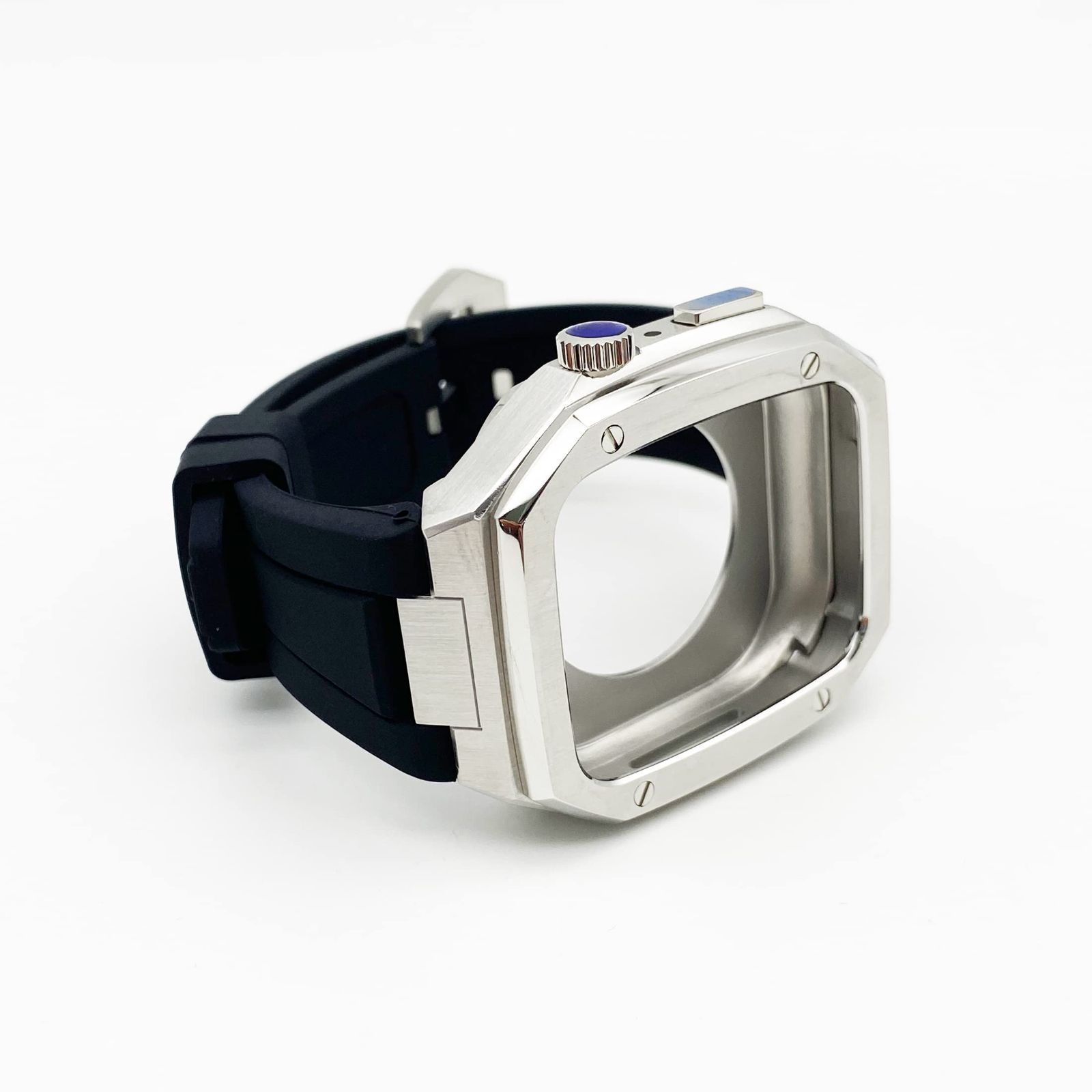 44mm 45ｍｍ apple watch メタル ラバーバンド カスタム 金属 44mm 45mm シルバー apple watch メタルバンド カスタム クリアランス