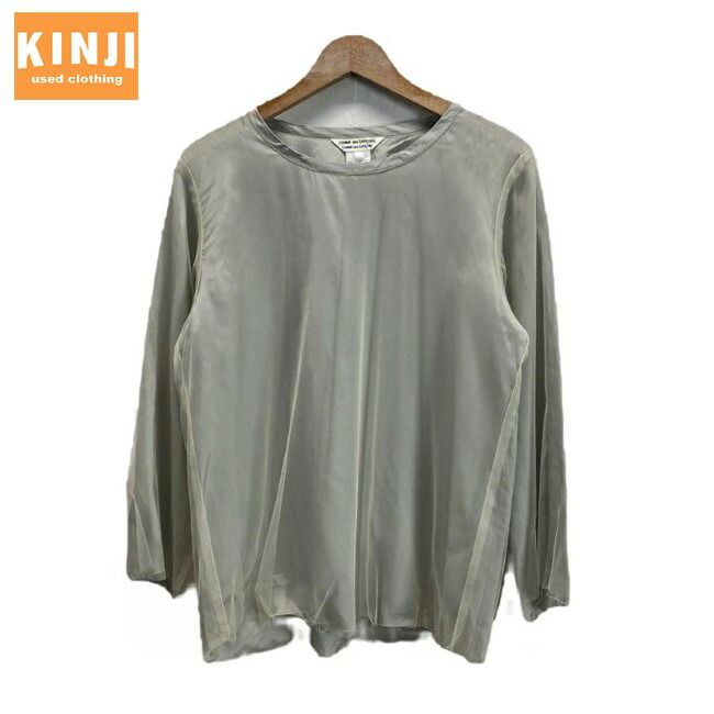 COMME des GARCONS 長袖カットソー カットソー トップス ナイロン レーヨン クルーネック 無地 メッシュ レイヤード 切りっぱなし イタリア製 古着