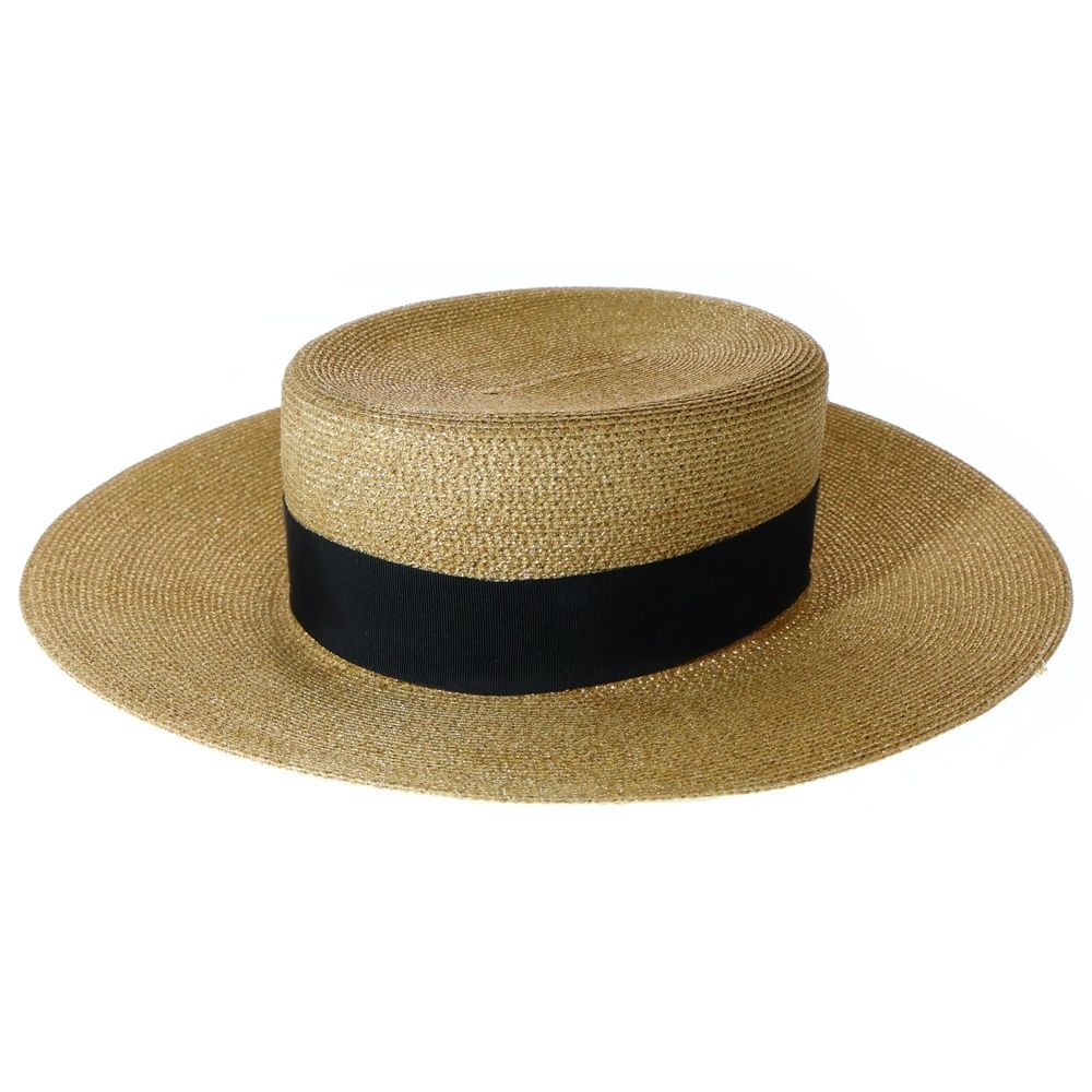 GUCCI グッチ パピエハット ラメファブリック ゴールド×ベージュ バケットハット ラフィア