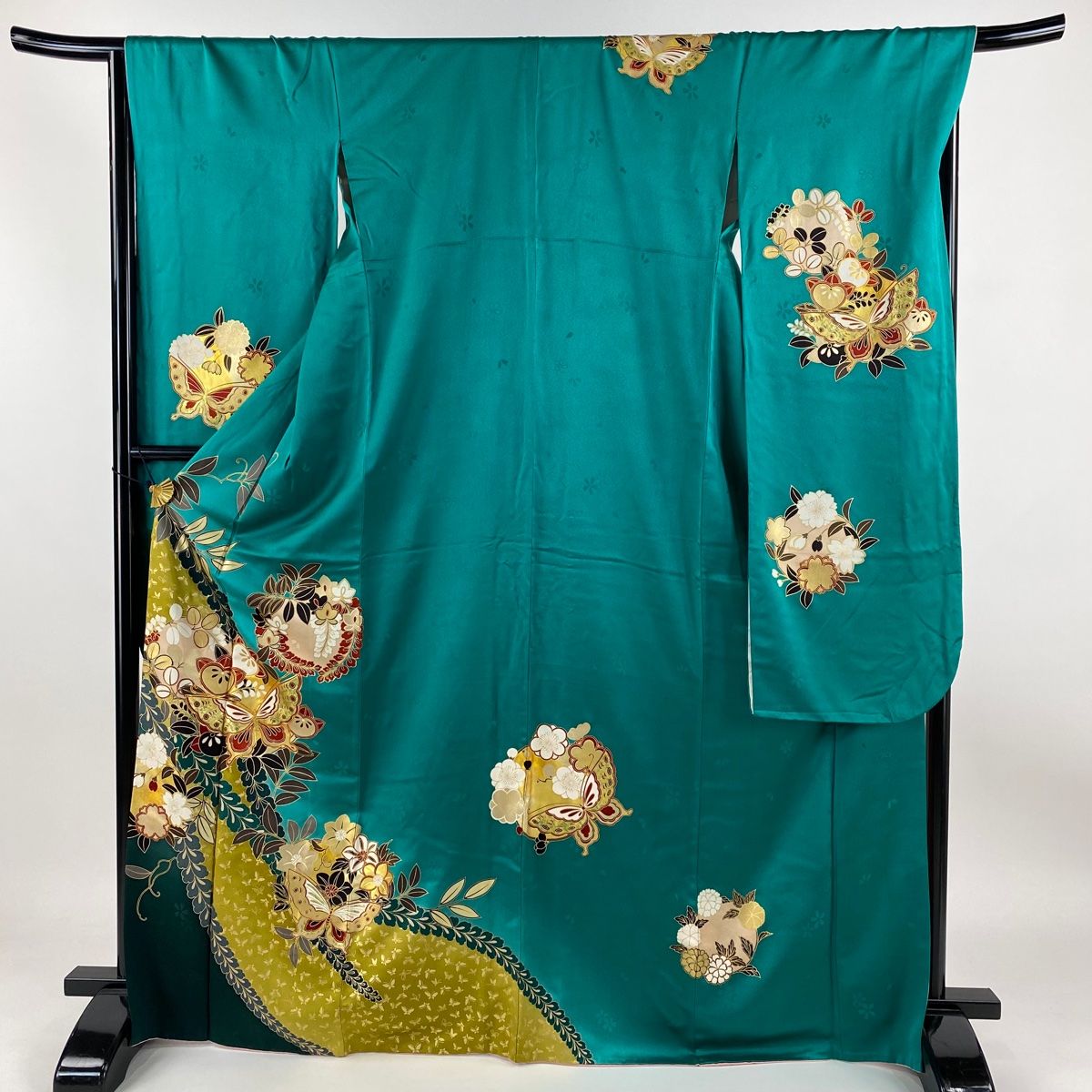 振袖 身丈168cm 裄丈67.5cm L 袷 袋帯フルセット やまと 蝶 花