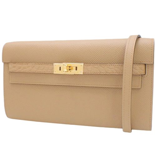【美品】  HERMES / エルメス | ケリーウォレット トゥーゴー タッチ ヴォーエプソン アリゲーターマット シルバー金具 ショルダーバッグ U刻印 | ベージュ | レディース エルメス ケリーウォレット ロング トゥーゴー タッチ ヴォーエプソン
