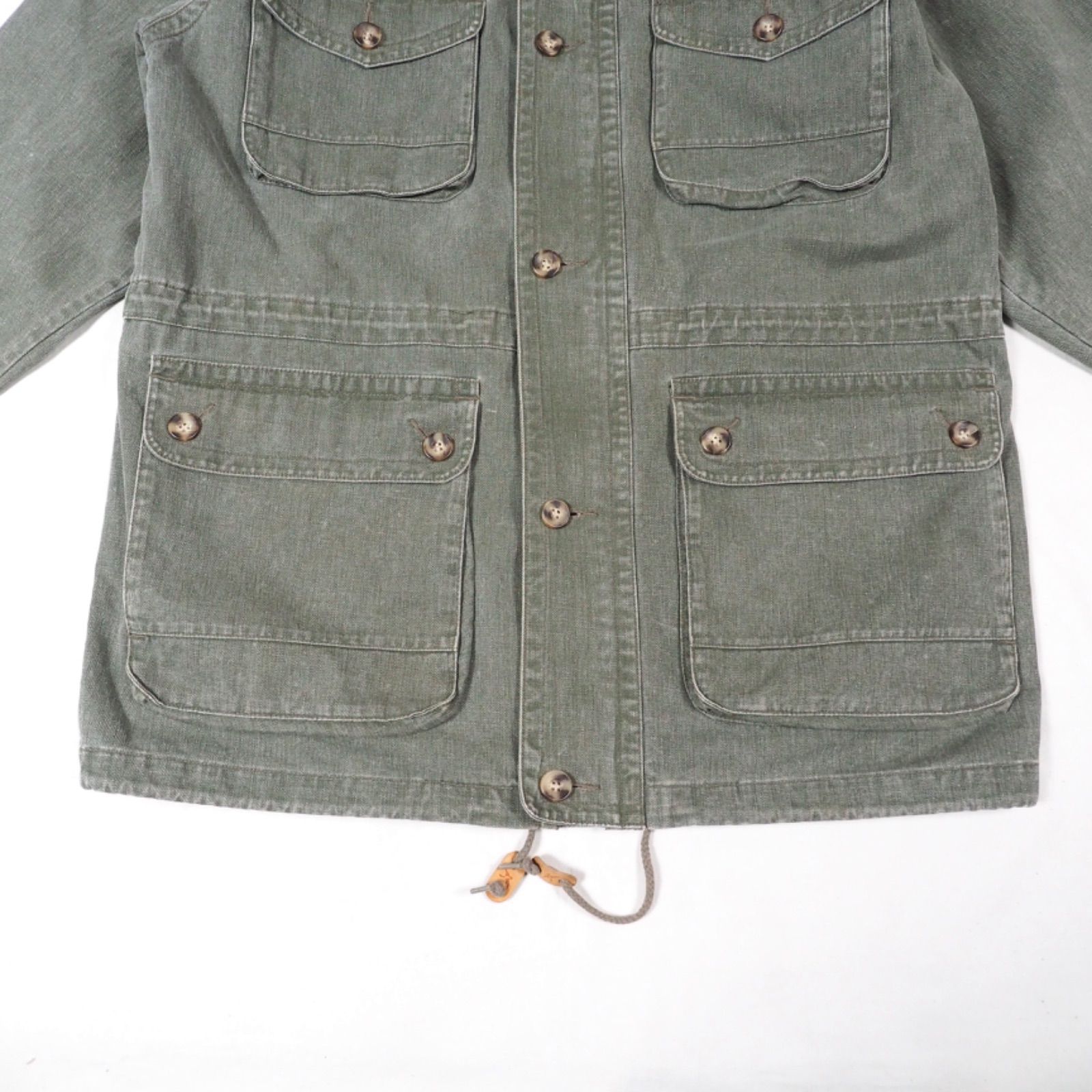 Eddie Bauer cotton twill safari jacket green L /80's エディー 