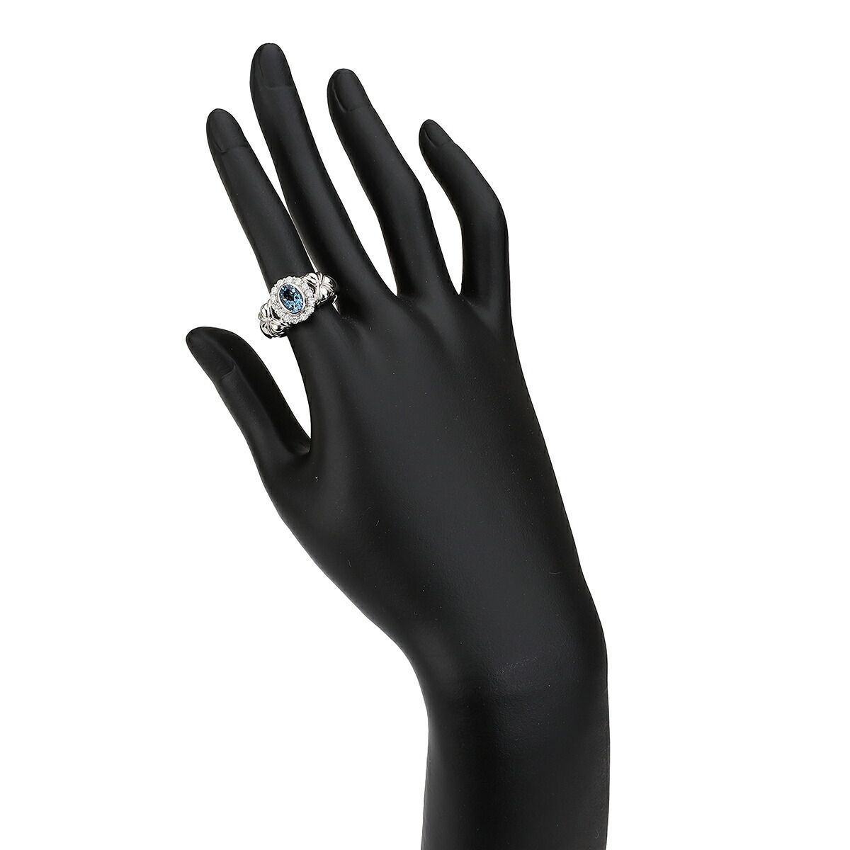 ヘイローデザインリング 指輪 アクアマリン 0.73ct ダイヤモンド 0.3ct 