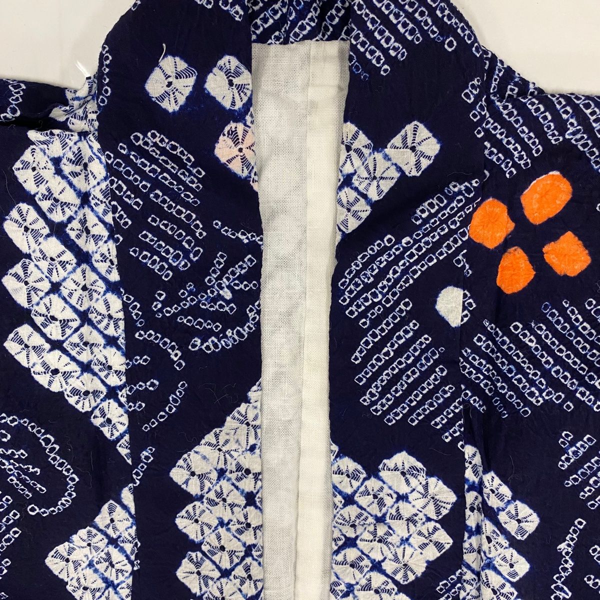 浴衣 身丈151.5cm 裄丈65.5cm M 絞り浴衣 草花 流水 紺色 綿 美品 名品