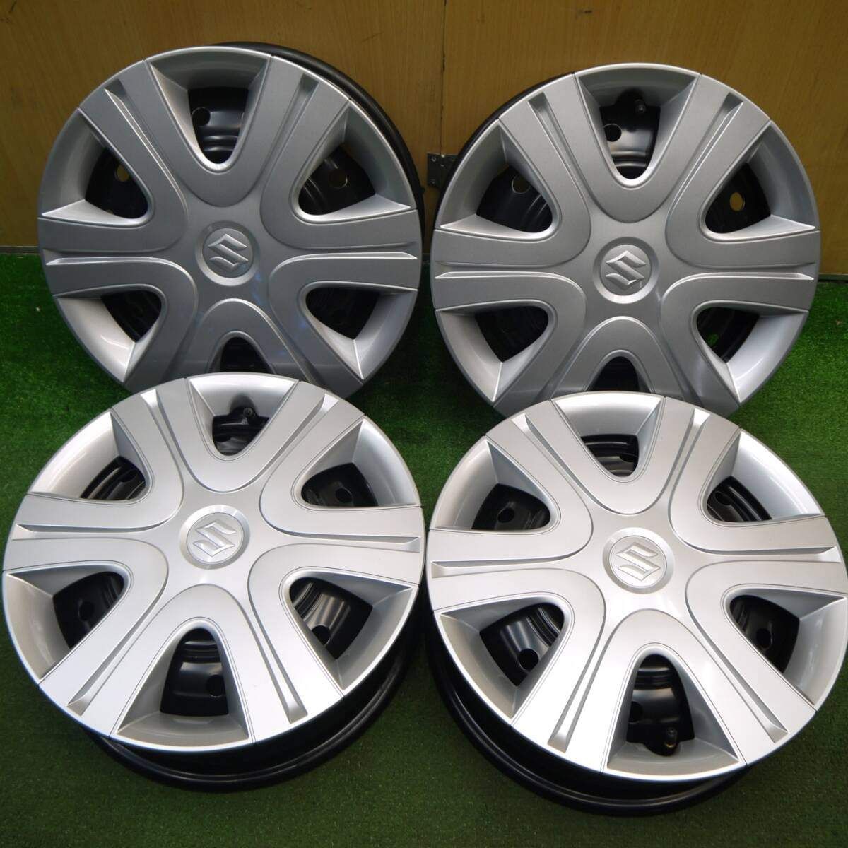 新車外し スズキ スペーシア ハイブリッドＧ 純正 スチール ホイール 14インチ 14×4.5J PCD100|4H 5032109Hホ