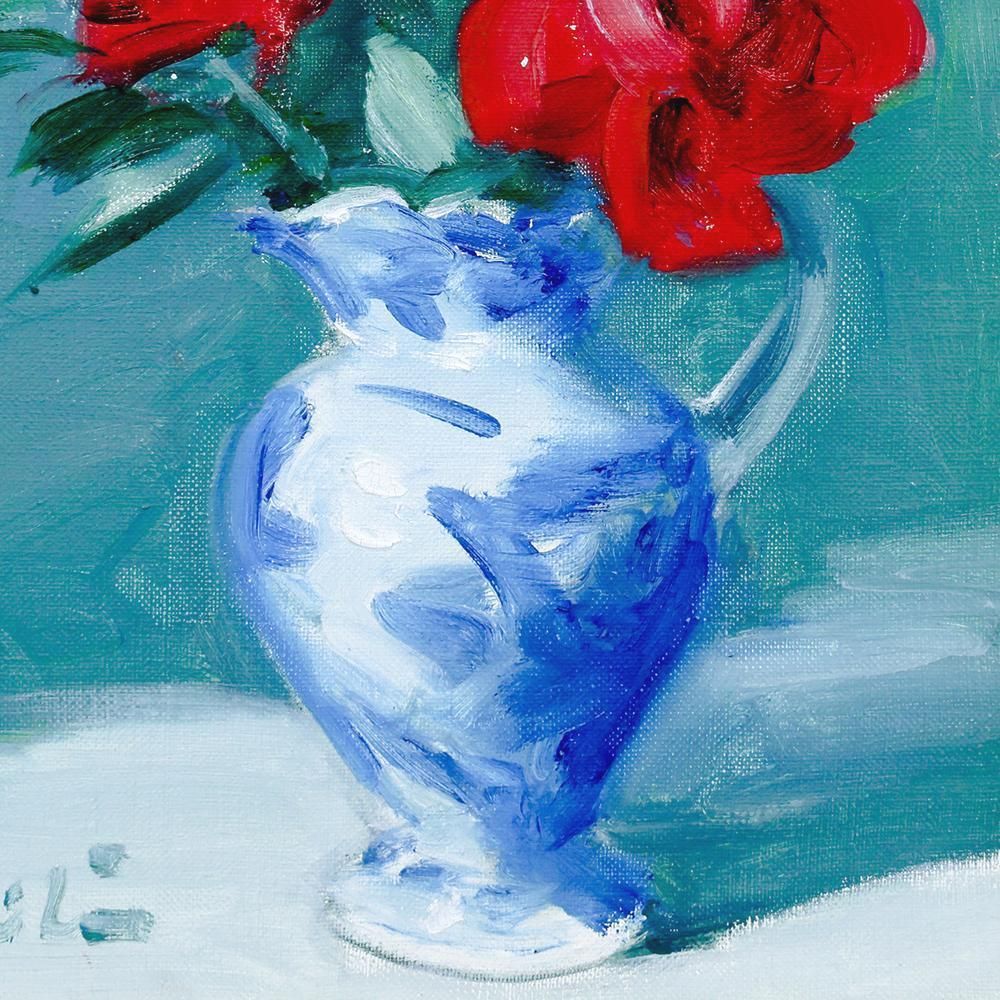 真作】【WISH】木下孝則 油彩 8号 ◇花瓶に薔薇逸品 〇物故巨匠
