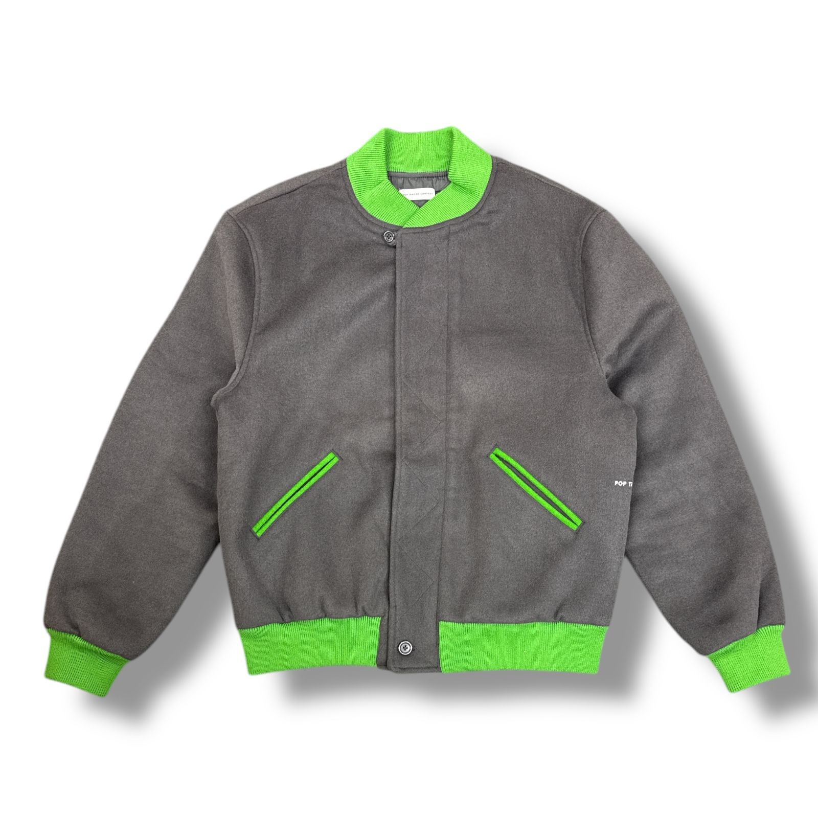 参考上代42900円 POP TRADING COMPANY 23AW Pop Varsity Jacket ポップバーシティジャケット スタジャン ポップトレーディングカンパニー POPAW23_05-010 チャコール XL 84597A5