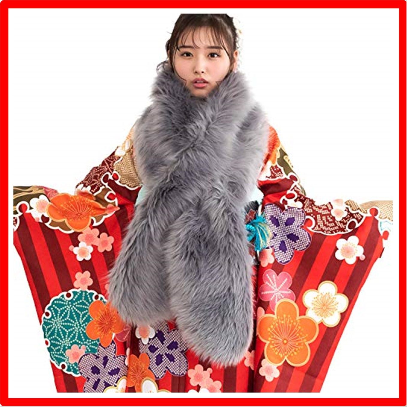 ロングファーショール 振袖 消えよ