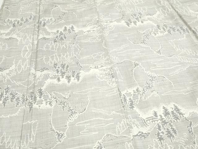 平和屋着物○本場大島紬 白大島 9マルキ 遠山風景文 正絹 逸品  