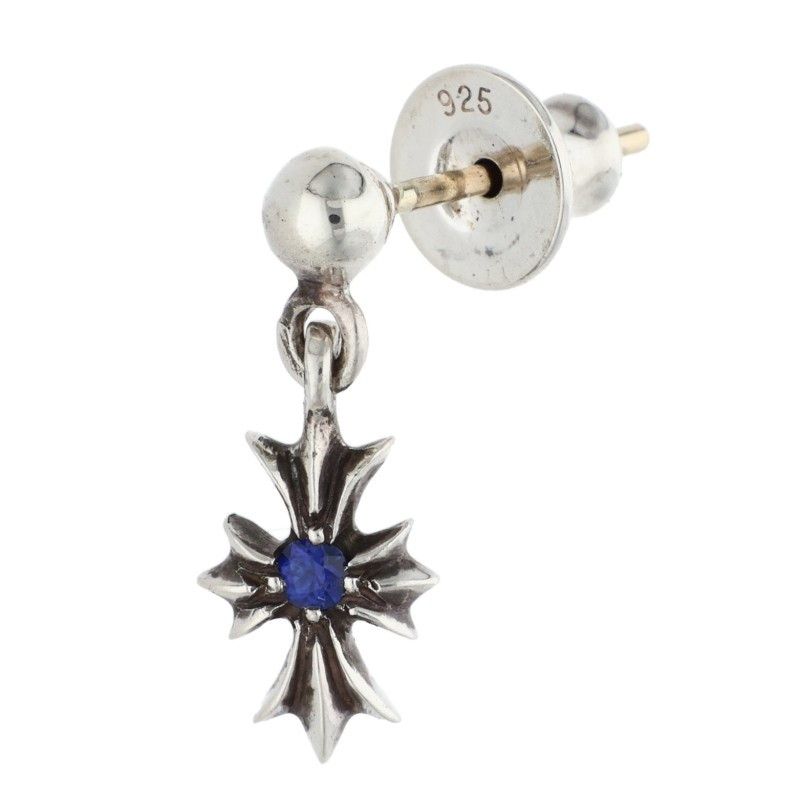 クロムハーツ TNY E CH PLS 1 SAP タイニーECHプラスドロップ 1サファイア シルバーピアス メンズ