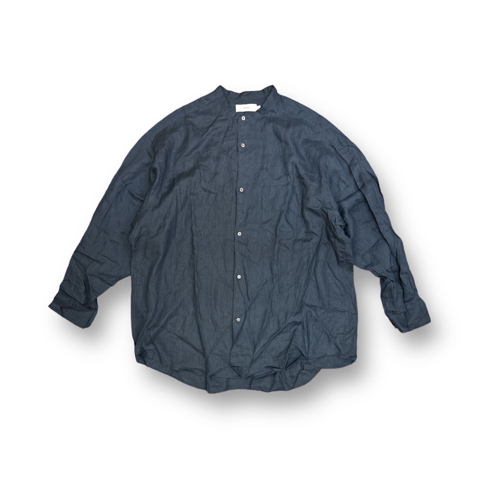 定価27500円 Graphpaper 23SS Linen L/S Oversized Band Collar Shirt リネンオーバーサイズ バンドカラーシャツ グラフペーパー GM232-50062B ネイビー FREE 58286A6 - メルカリ