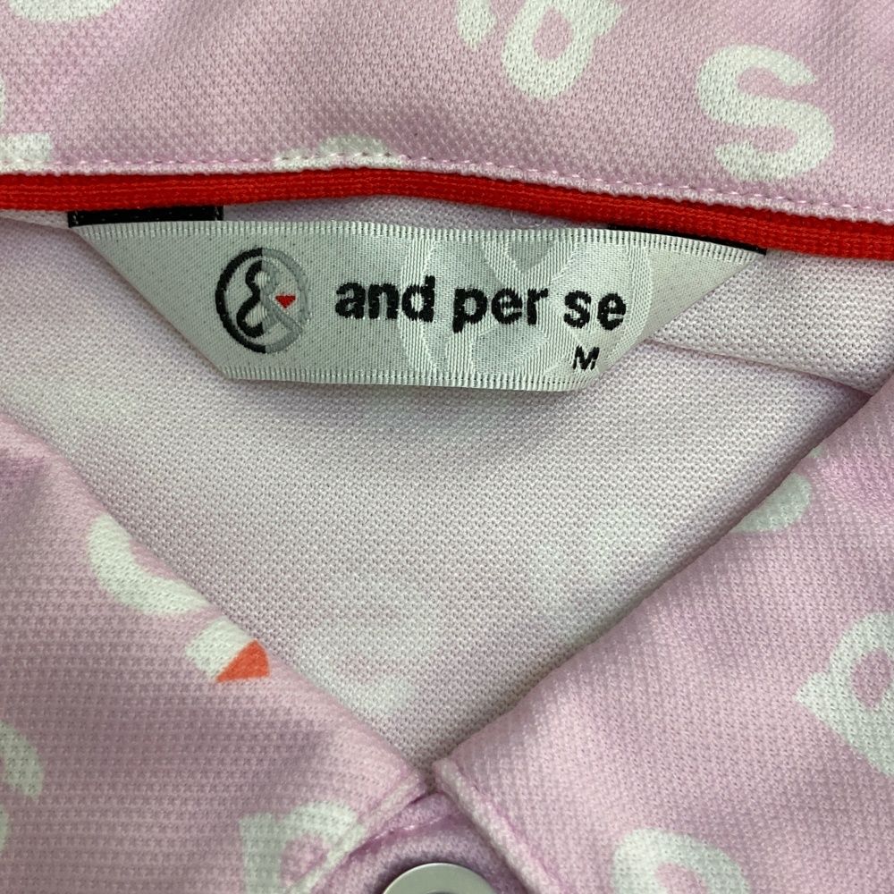 格安 サイズ M AND PER SE アンパスィ 半袖ポロシャツ ボタンダウン ロゴ柄 ピンク系 240101529013 ゴルフウェア メンズ ストスト 一年中大特価。