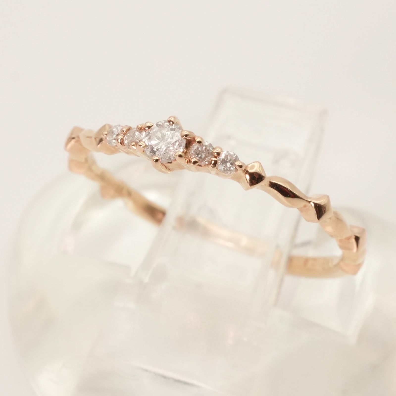 9号 美品 アガット ルミナス リング K18 ダイヤモンド/24-5447S