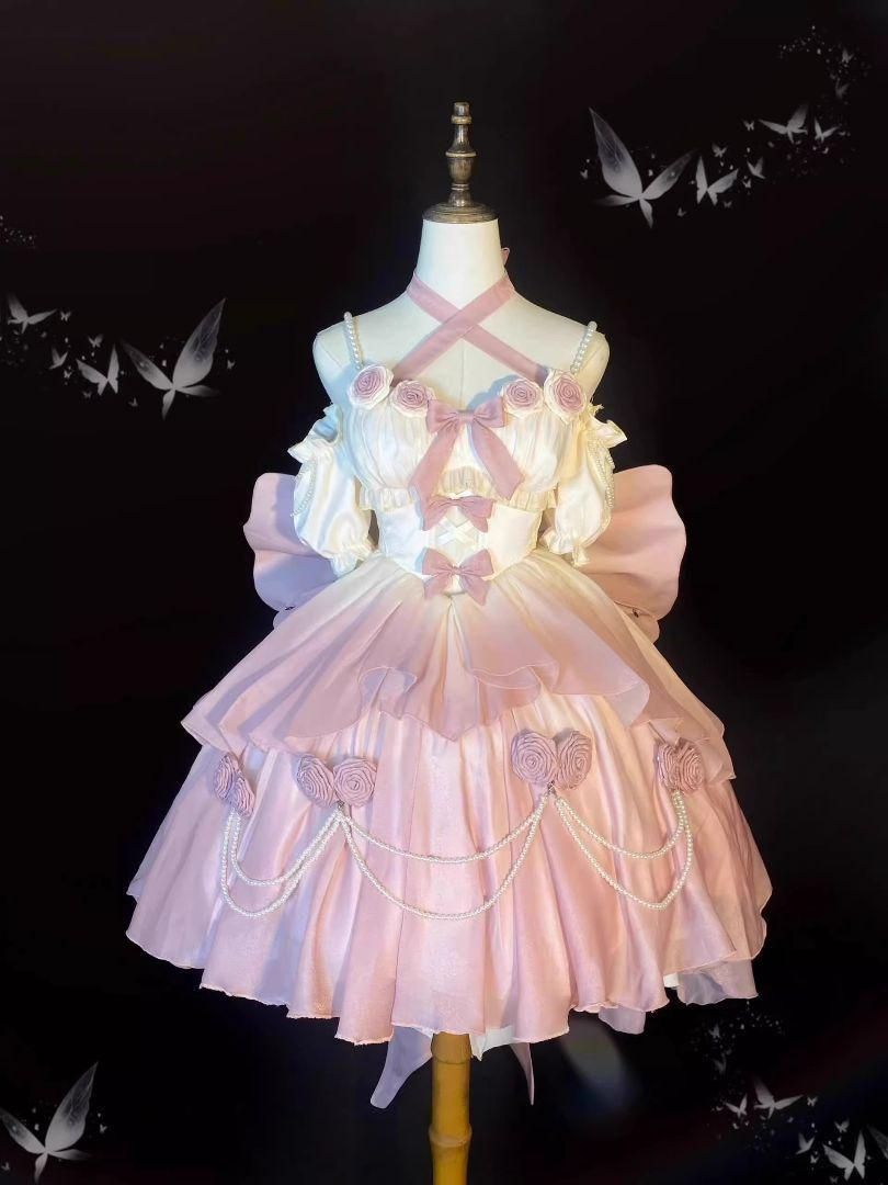 LT-171 豪華姫系 lolita 可愛 レトロ風 オリジナル jsk ロリータ ワンピース 美しい刺繍