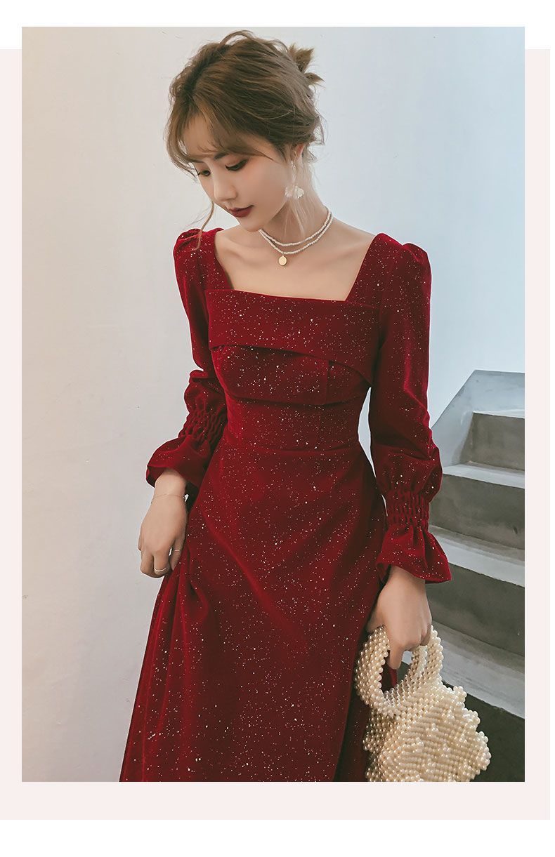 ワンピース レディース ドレス ロング 袖付きワンピース