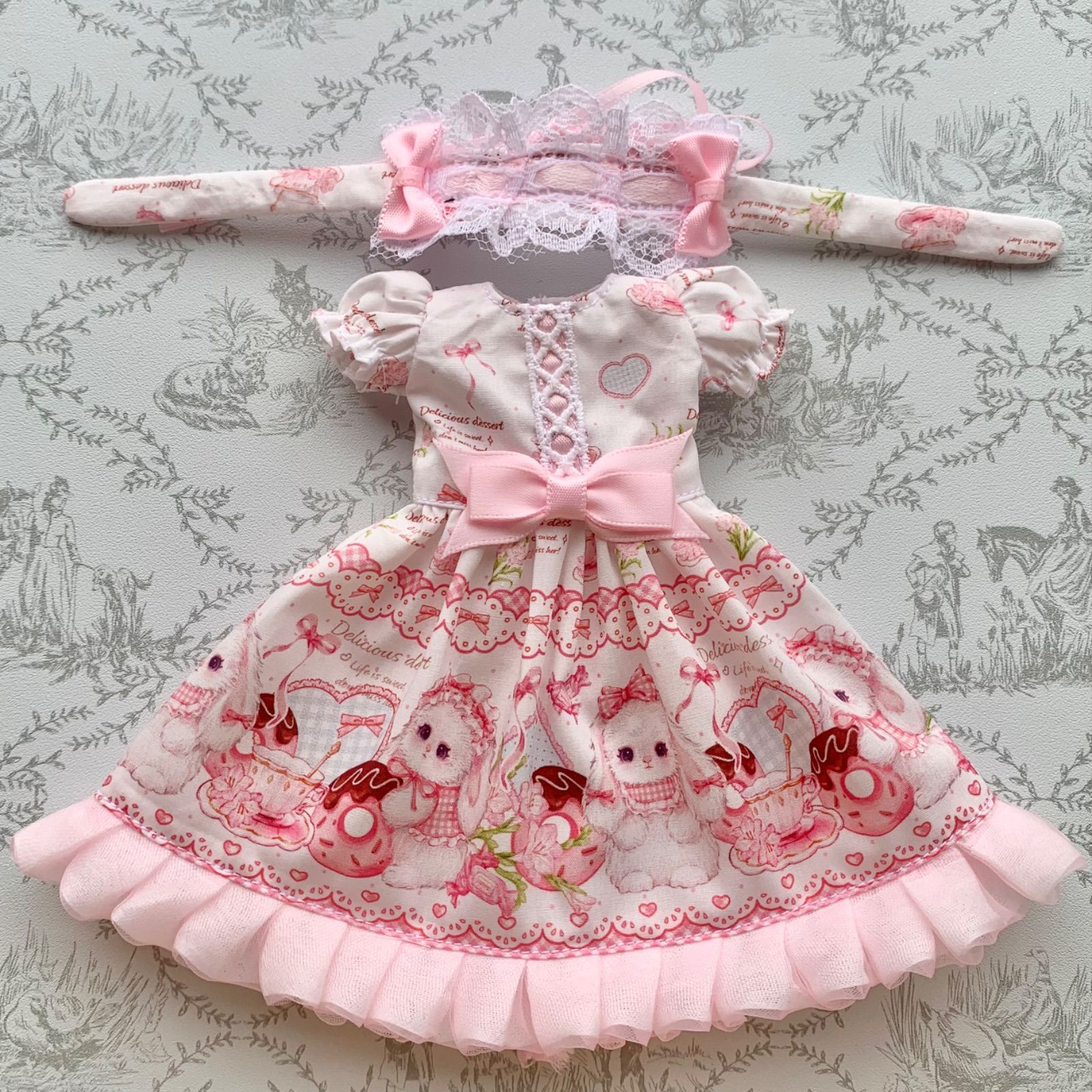 リカちゃん ロリータワンピース うさ耳ヘッドドレスセット