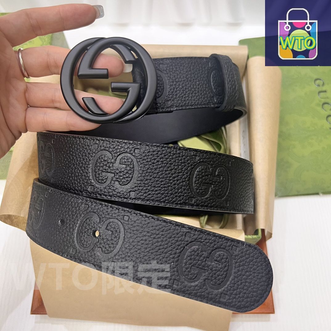 今日特価】Gucci 2024 年式 3.8cm 幅 輸入生地 & 本革ベルト