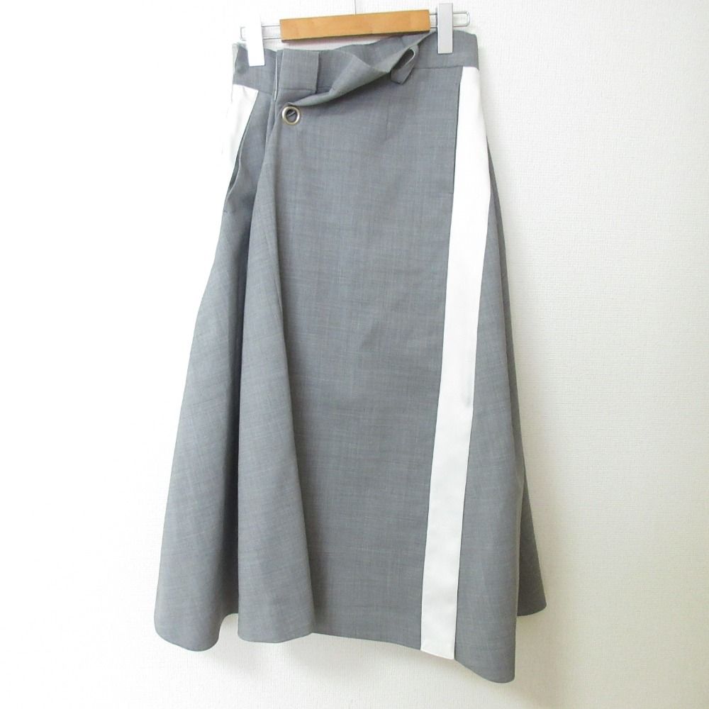 sacai サカイ asymmetric skirt アシンメトリーロングスカート 20-05048 サイズ1 グレー レディース 古着