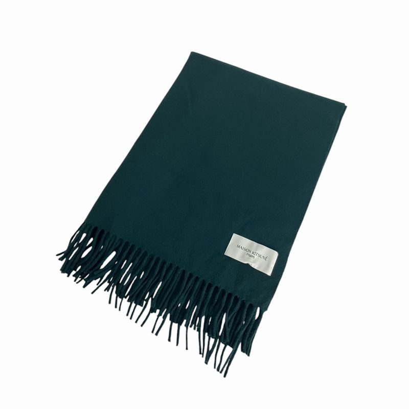 メゾンキツネ MAISON KITSUNE 大判マフラー ストール フリンジ キツネ