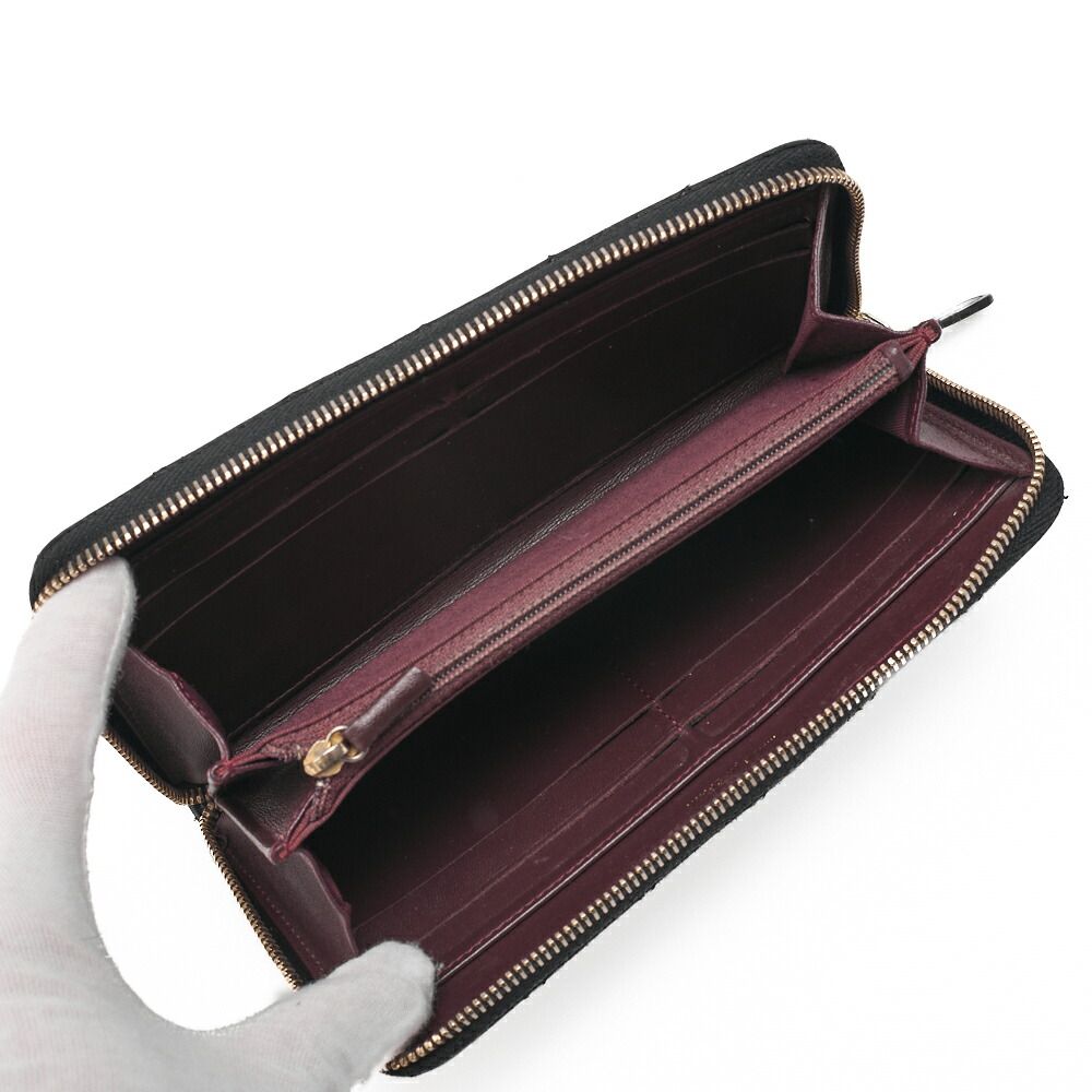 CHANEL シャネル ボーイシャネル Vステッチ ラウンド長財布 キャビア  