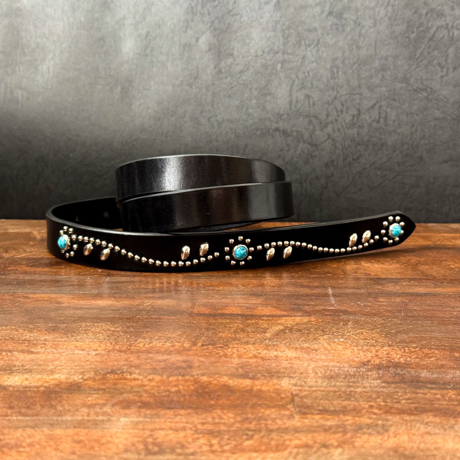 オーダーページ ハンドメイドナローベルトフラワーオンリーターコイズ23mm