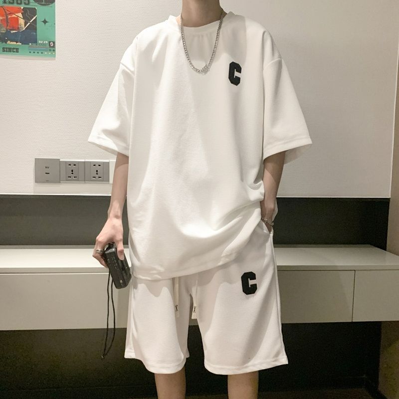 セットアップ 半袖 ハーフパンツ 無地 ルーズ 韓国 t015 韓国 セットアップ 半袖 トップス ハーフパンツ ハーフジップ