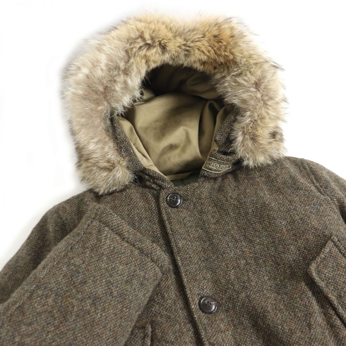 美品□WOOLRICH/ウールリッチ MOON社製生地使用 ツイード ロゴボタン